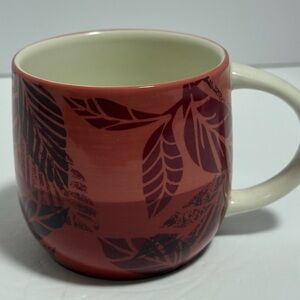 Starbucks 2011 Ceramic Leaf Design Red Ombre Hand-Painted Coffee or Tea Mug 12oz